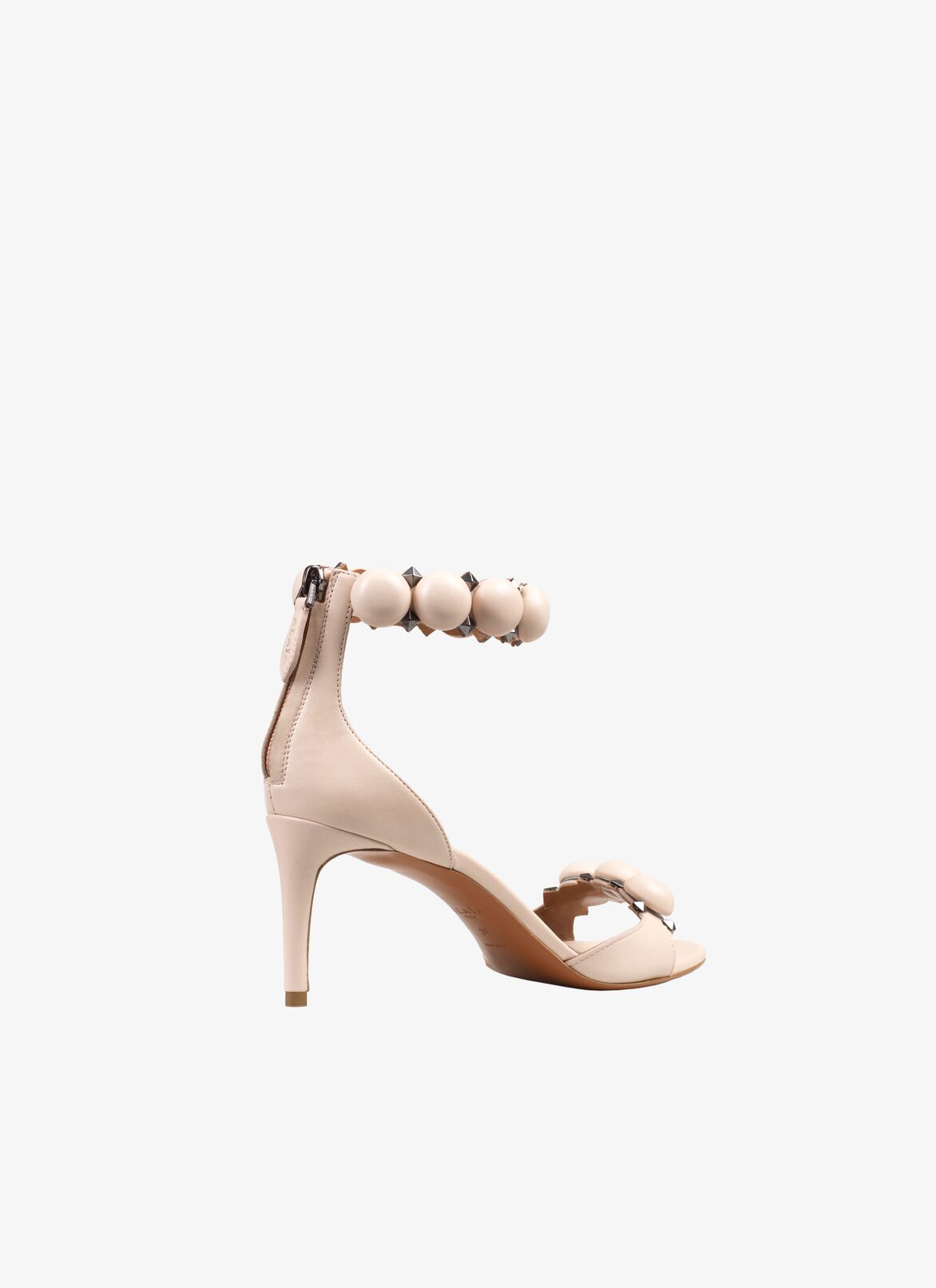 Leather heeled sandals ALAÏA PEBBLE GREY LEATHER HEELED SANDALS